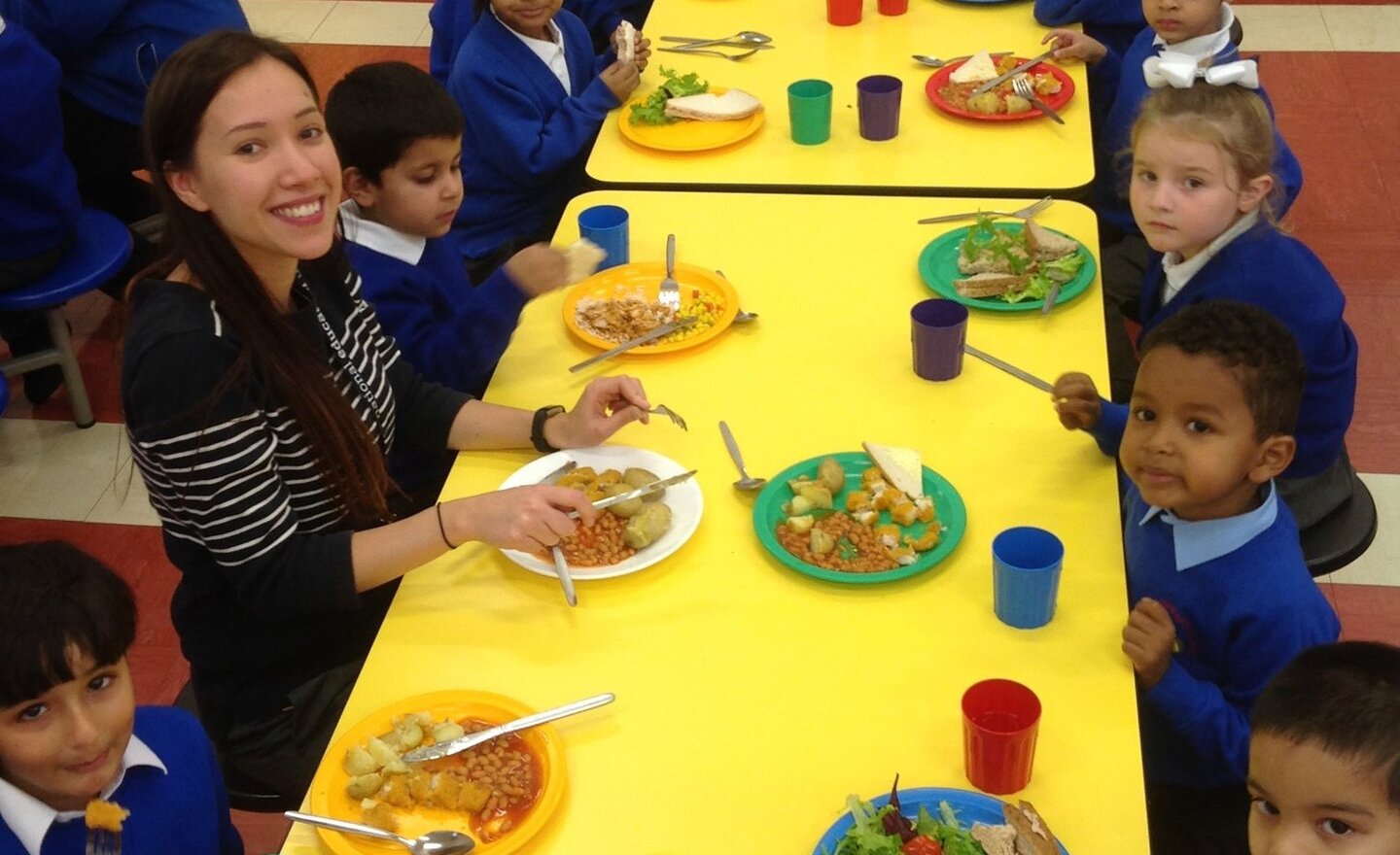 Image of Reception Eating Their First School Dinner